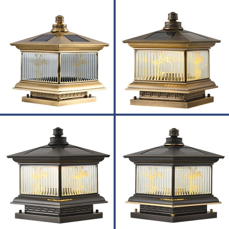 Metal Rectangle Shape Outdoor Lamp Modern Style 1-Light Solar Pillar Light