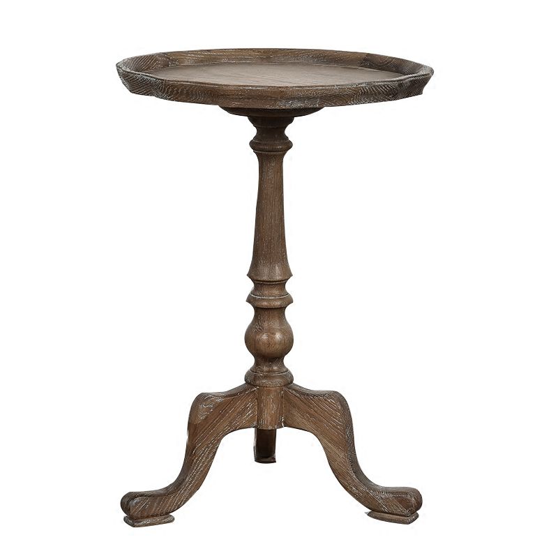 14" Wide Rustic Corner Table Solid Wood Round Side End Table
