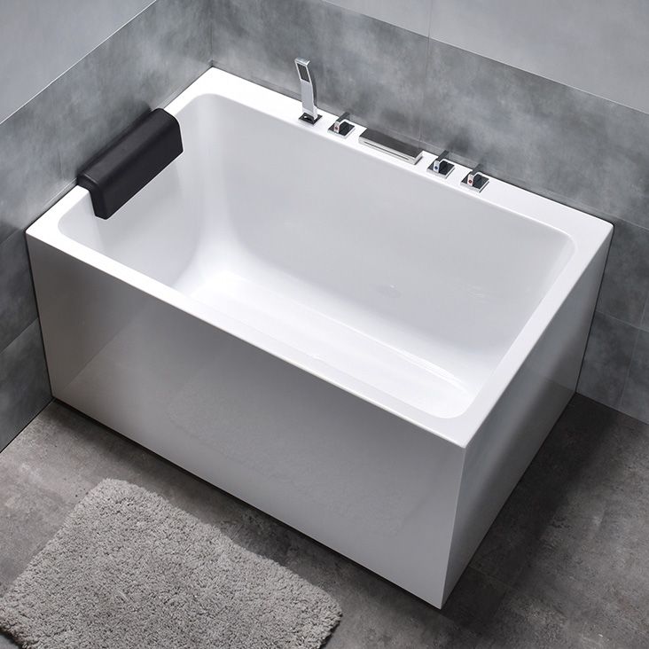 Modern Rectangular Bathtub Acrylic Center Soaking White Bath