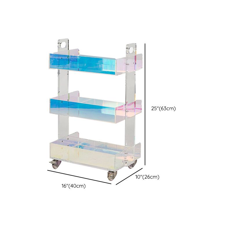 Modern Acrylic Rectangular End Table Double Tier Corner Table with Storage