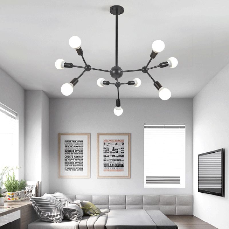 Postmoderne Kronleuchterleuchte Lampenleuchte exponierte Glühbirnen -Metall -Pendellicht für Wohnzimmer