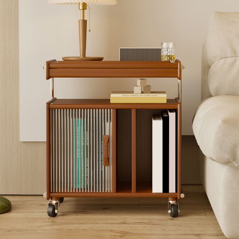 Mid Century Modern Side Table Double Tier Wood Accent Side Table with Shelf