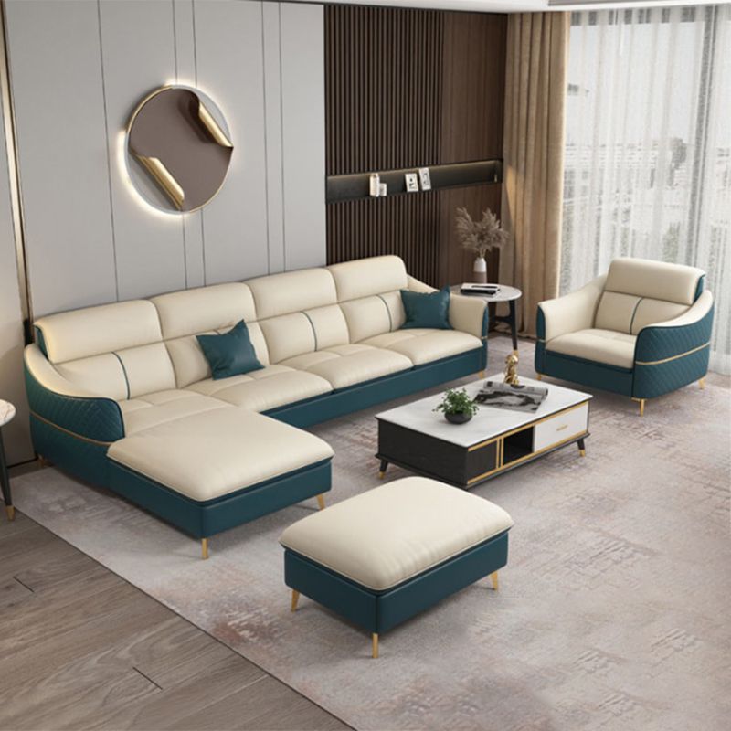 Glam Style Sofa Bed with Padded Leather and White Upholstery Sofa