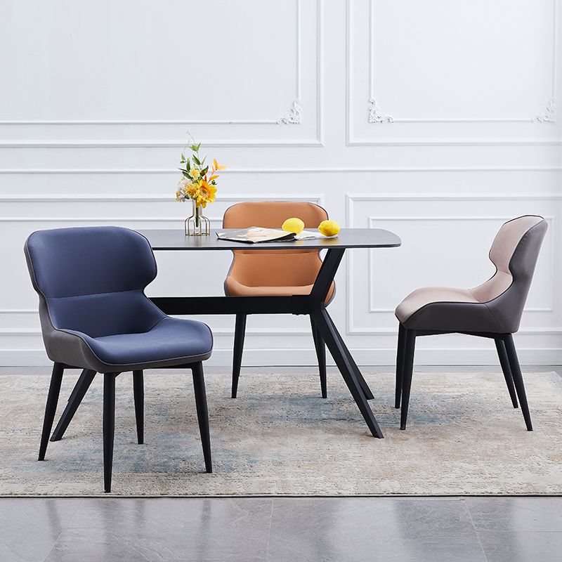Contemporary Style Kitchen Metal Dining Chairs Dining Wingback Arm Side Chairs