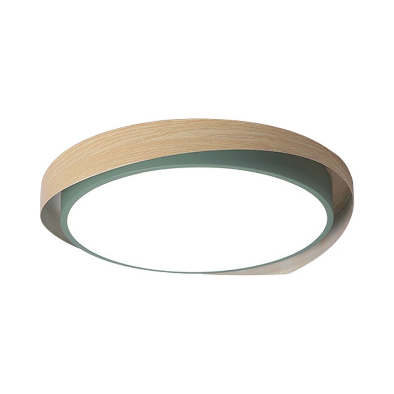 16.5"/20.5" W 2-Shade Circular Ceiling Light Macaron Metal Blue/Grey and Beige LED Flush Mount Fixture for Child Bedroom, Warm/White Light