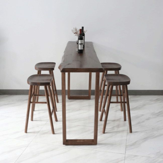 Modern Solid Wood Barstool Wood Restaurant Bar Stool with Pedal