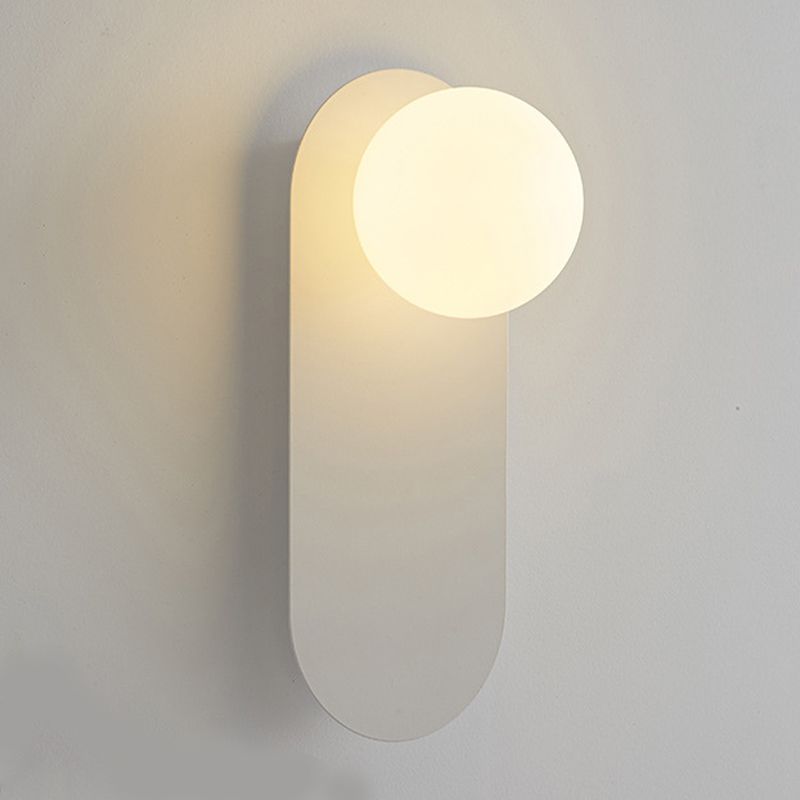 Single Modernism White/Black Wall Mounted Sconce Glass Shaded Wall Light