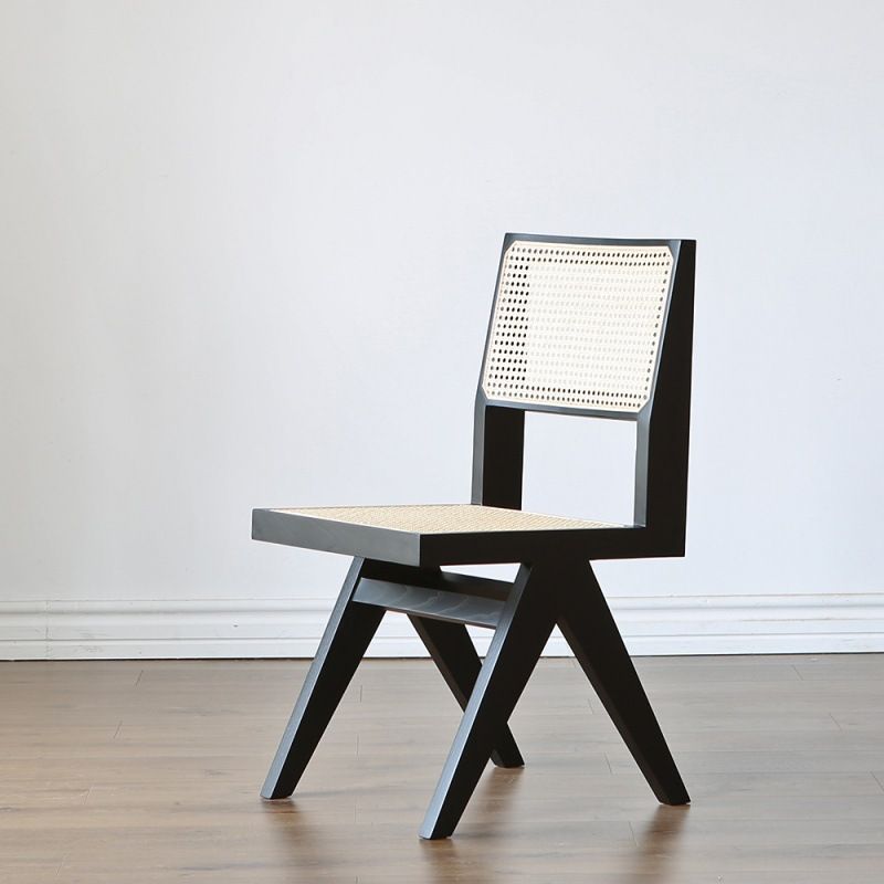 Contemporary Rattan Chair Open Back Dining Side Furniture in Matte Finish for Indoor