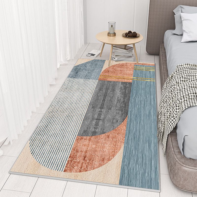 Gray Black Modern Rug Polyester Graphic Rug Non-Slip Backing Rug for Living Room