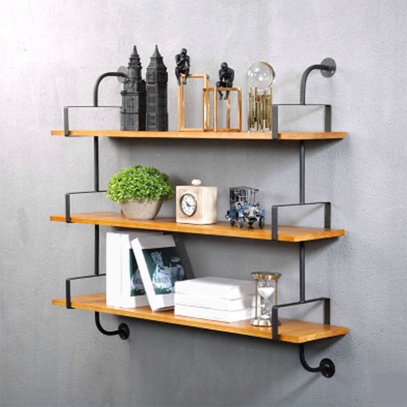 Contemporary Floating Bookshelf Wooden Natural Bookcase with Shelves