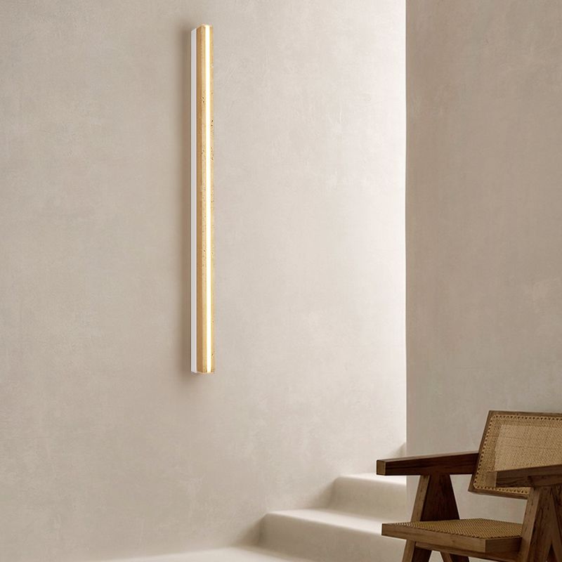 Linear Shape Stone Wall Mount Light Modern Style 1-Light Wall Light Sconce in Yellow
