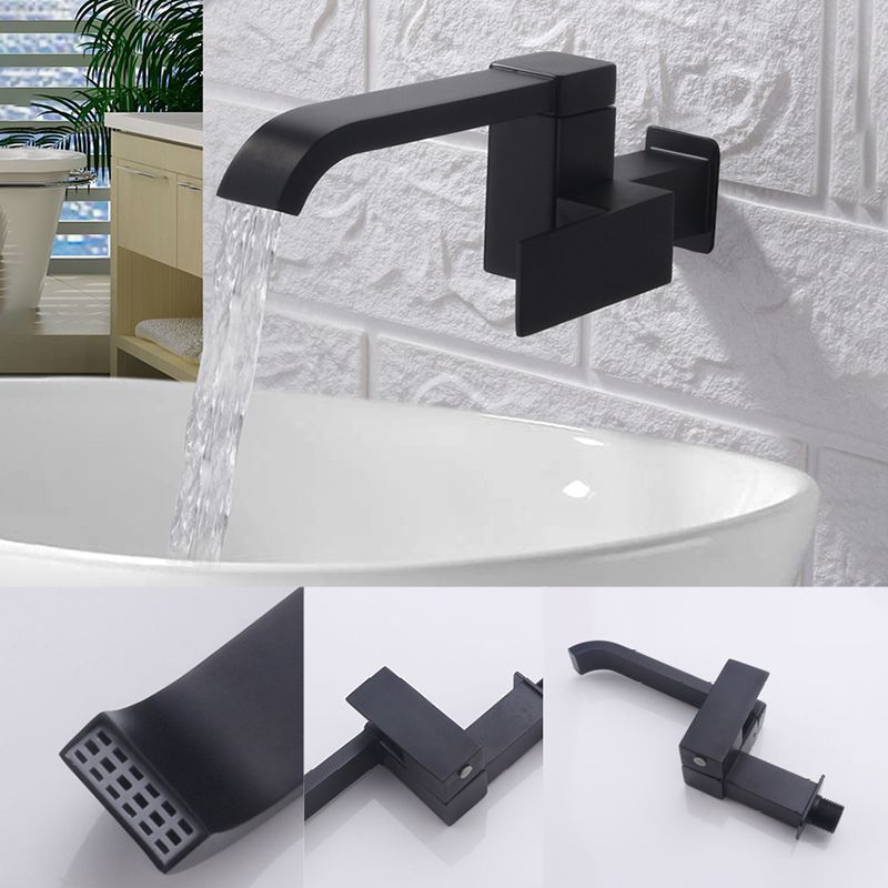 Contemporary Wall Mounted Bathroom Faucet Lever Handles Low Arc Rotatable Brass Faucet