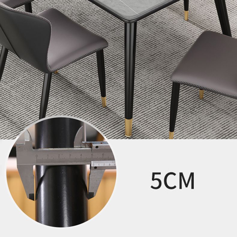 Simple Kitchen Standard Dining Table Sintered Stone Rectangle Dining Table with 4 Legs Base