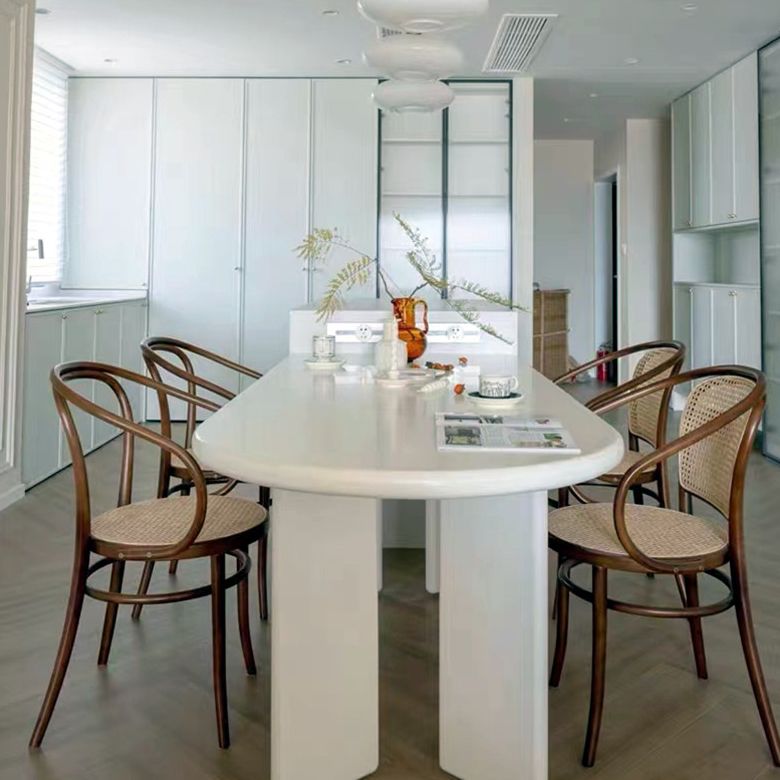 Contemporary Artificial Wood Top Oval Dinette Table Simple Dining Table for Living Room