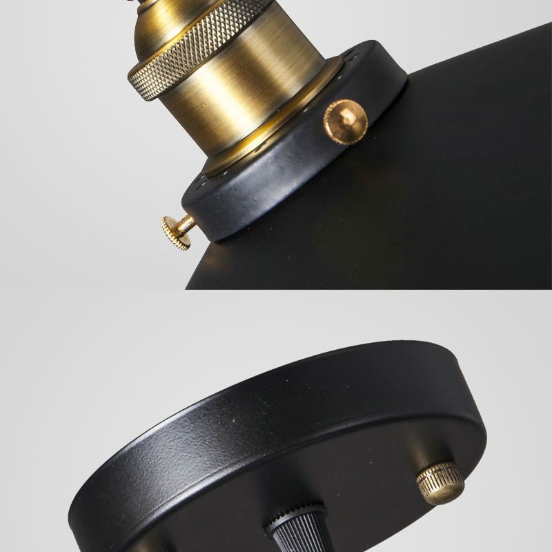 Retro Industrial Style Mini Hanging Light Single Bulb Black Cone Metal Shade Suspension Lamp for Bar