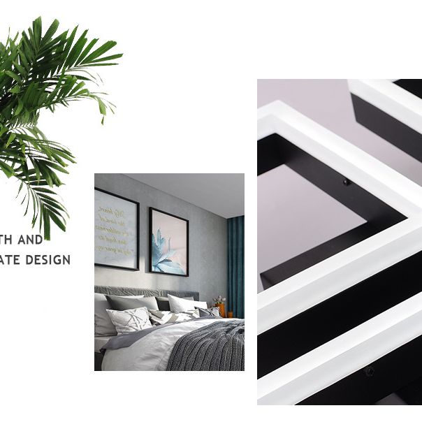 Lámpara de techo cuadrado de acabado negro de estilo simple led de metal led semi rasgador de montaje