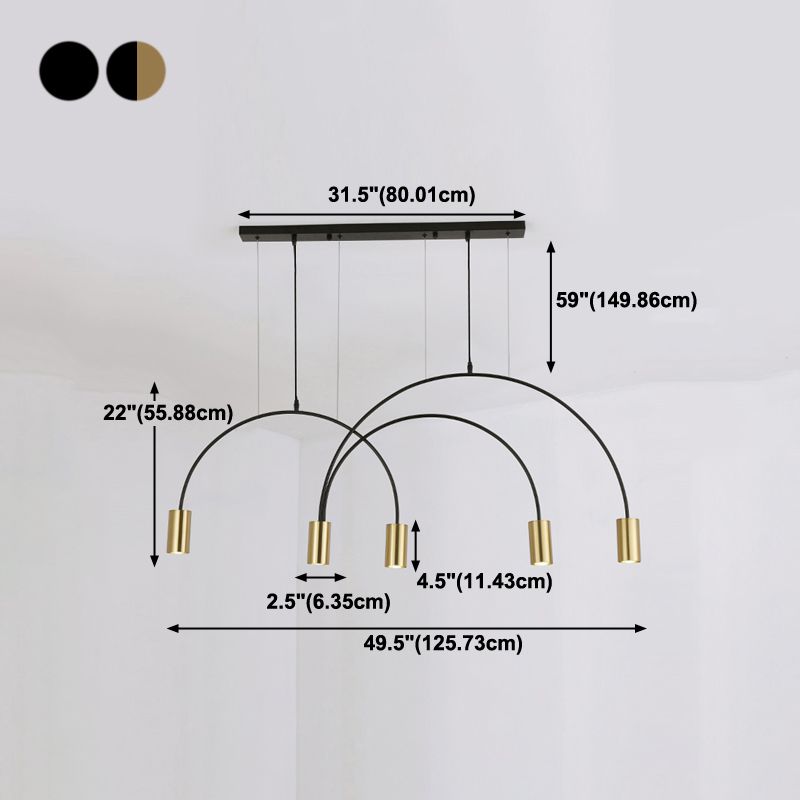 Contemporary Pendant Lights Cylinder Hanging Lighting Fixtures Metal for Kitchen Island