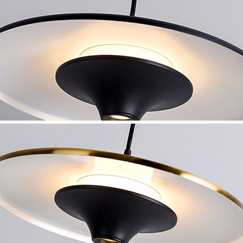 Metal Circle Down Lighting Pendant Contemporary 1-Light Disk Ceiling Light