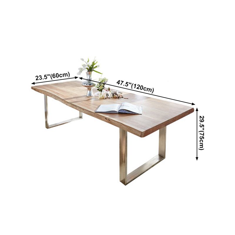 Rectangle Double Pedestal Glam Table Wood Color Fixed Table of Pinewood Solid Wood