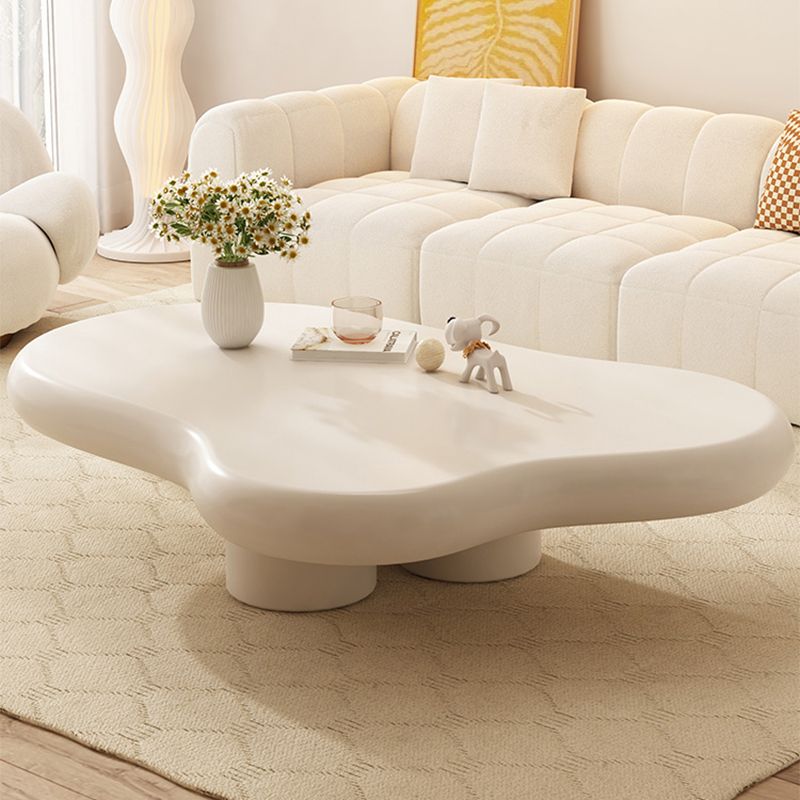 White 4 Legs Coffee Table Contemporary Geometric Wood Cocktail Table