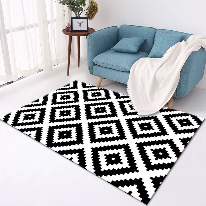 Leisure Geometric Area Rug Unique Washable Rug Polyester Stain Resistant Carpet for Home Decor