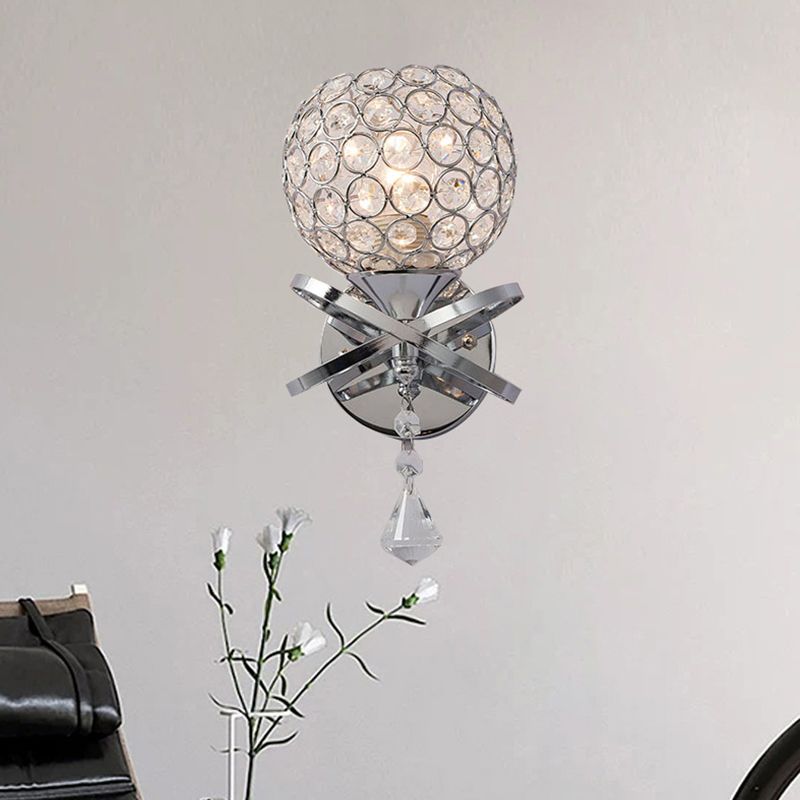 Lámpara de pared de globo lámpara de luz moderna montada en la pared con sombra de cristal transparente