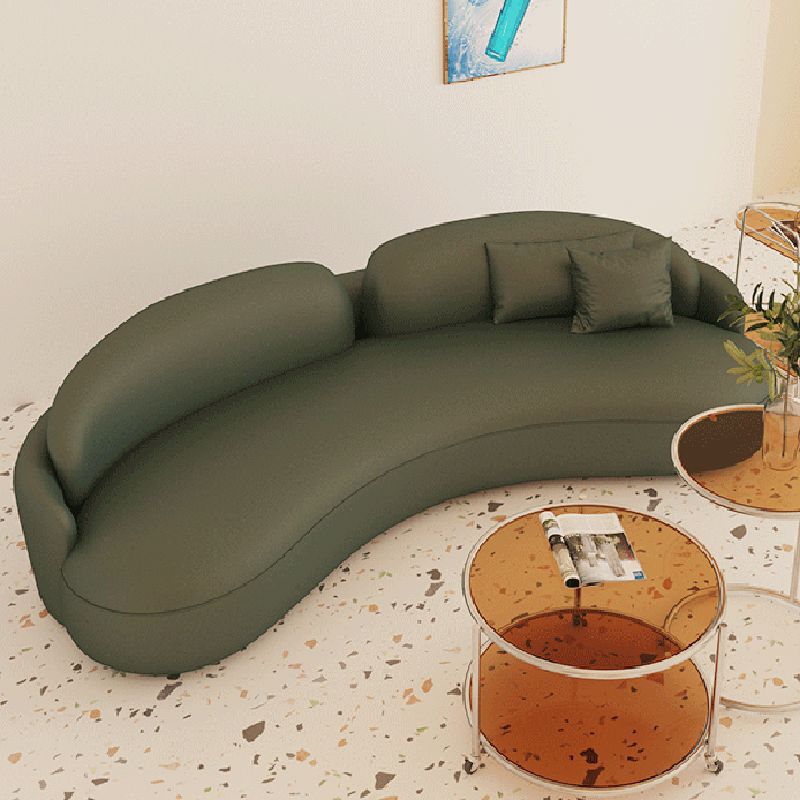 Faux Leather Contemporary Curved Sofa Armless Sofa for Living Room
