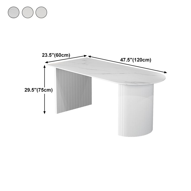 Modern Oval Dining Table Wood Double Pedestal Home Kitchen Dinner Table in White