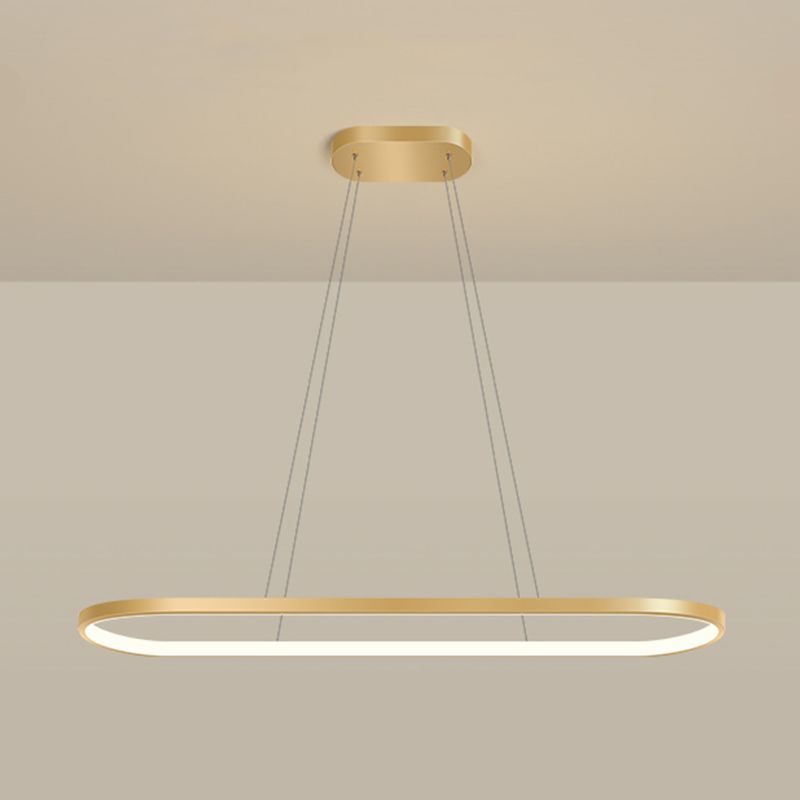 Modern Style Linear Shape Pendant Light Metal 1 Light Pendant Lighting Fixture in Gold