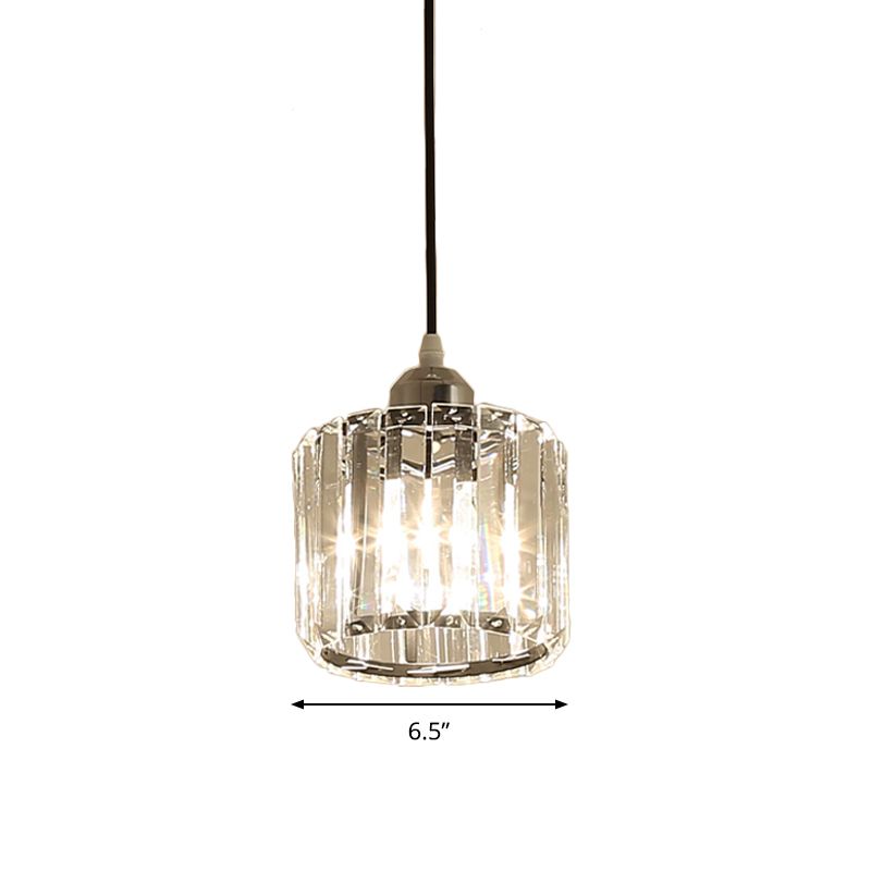 Luce a pendolo a cristallo singolo semplice cromo corto cotto a soffitto a sospensione.