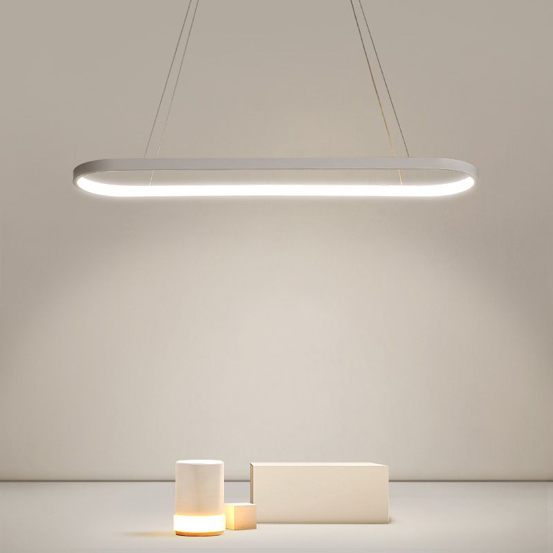 Contemporary Style Linear Shape Island Light Metal 1 Light Hanging Pendant Light in White