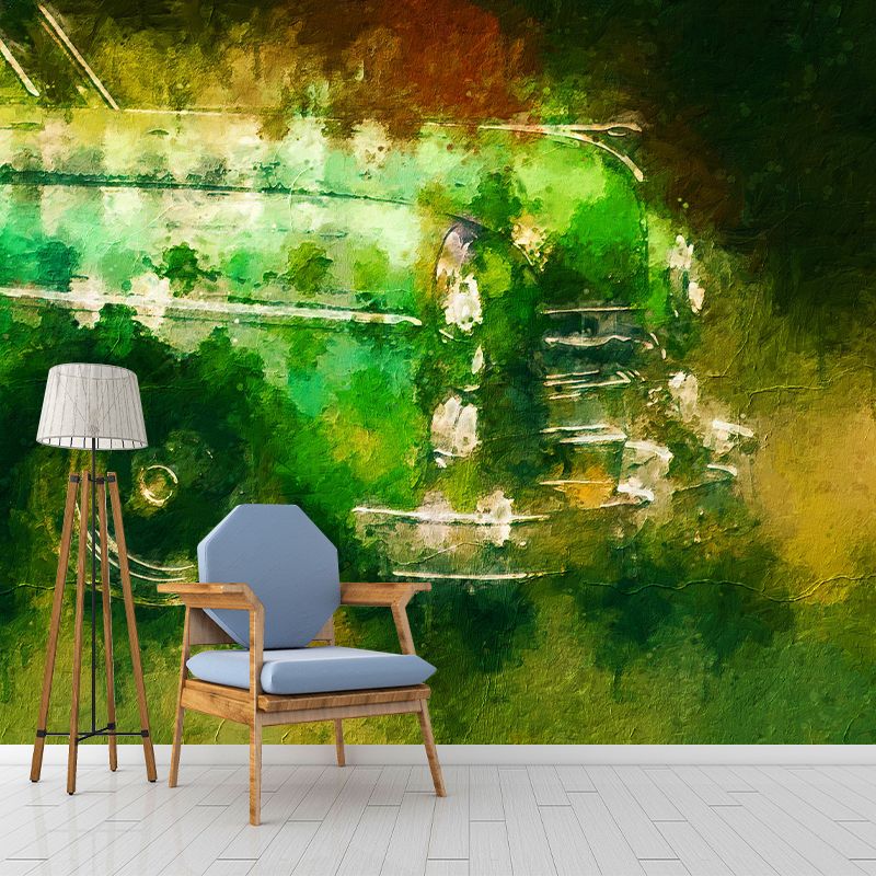 Car Illustration Mural Wallpaper for Boy Bedroom, Stain Resistant, Made to Measure