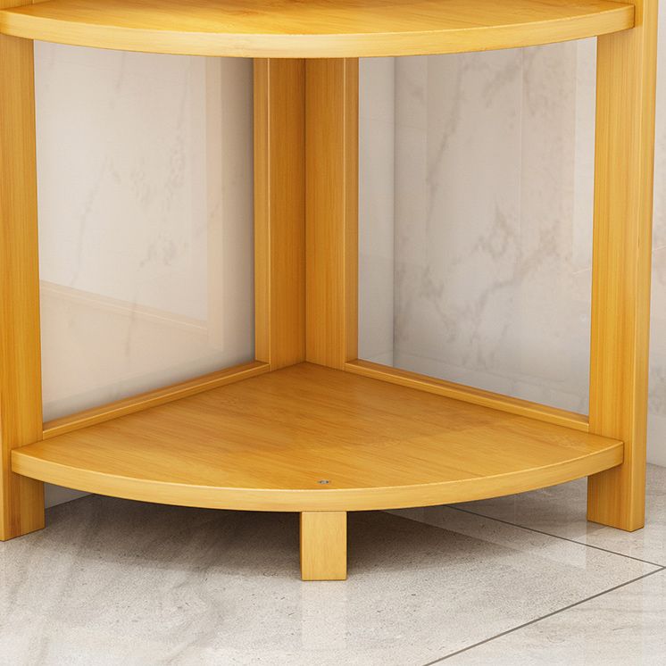 Mid Century Bamboo Corner Chest 12.2" Triangle Accent Chest with Storage Shelves