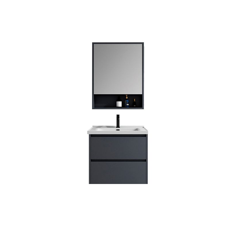 2 Drawers Vanity Mirror Single Sink Wall Mount Rectangle Bathroom Vanity with Door