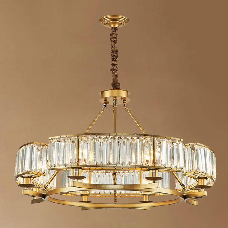 Circular Living Room Chandelier Pendant Light Tri-Prism Crystal Simplicity Pendant Light Fixture