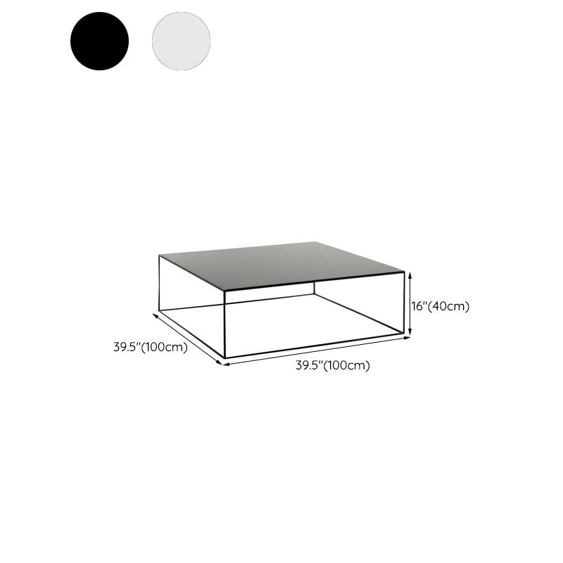 Iron Square Coffee Table with Frame Base Mid-Century Modern Cocktail Table