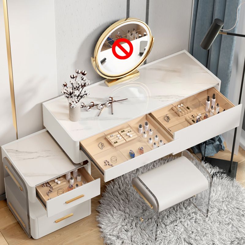 Contemporary Makeup Vanity Desk Slate Top Vanity Dressing Table Set
