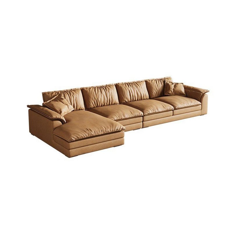 Pillow Top Arm Sofa & Chaise Faux Leather Cushions Loose Back Sofa