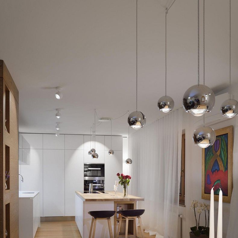 1-Licht-LED zeitgenössische Hanglampe Kit sphärischen Metallanhänger für Schlafzimmer