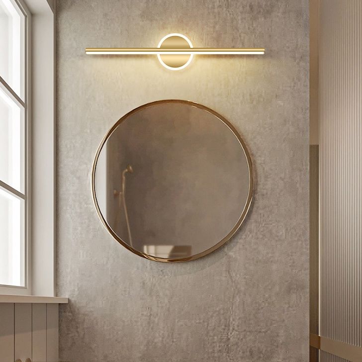 Minimalism Vanity Light Fixtures Straight Bathroom Mirror Lamp in Gold
