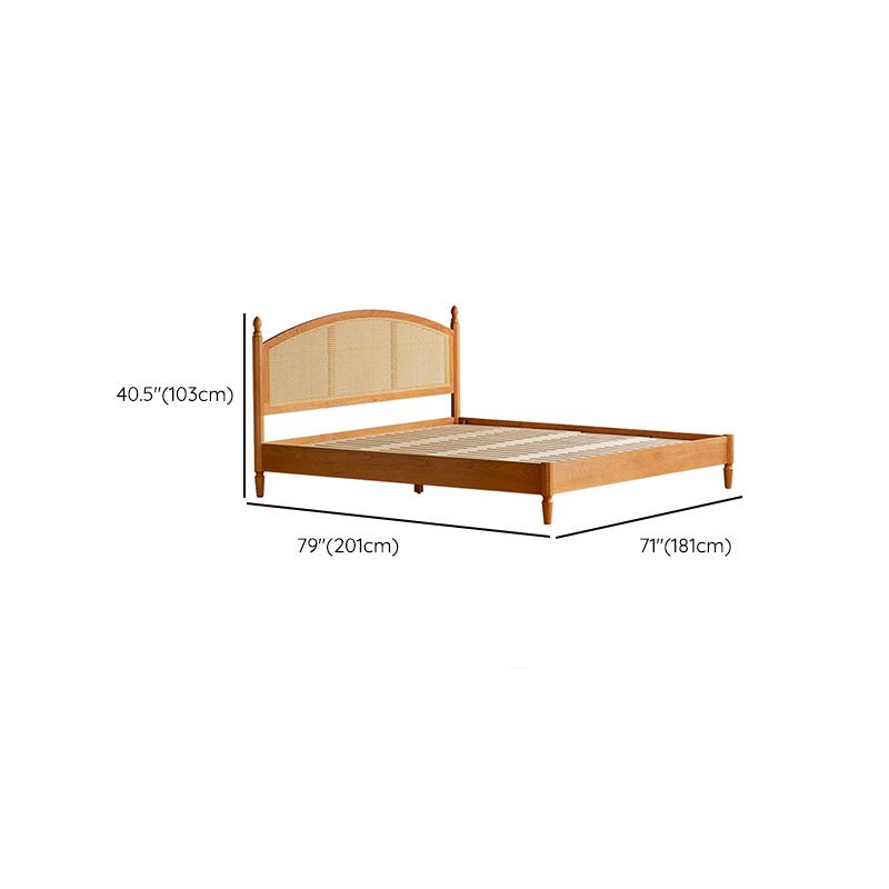 Contemporary Standard Bed Cherry Solid Color Bed Frame With Custom Gold Legs