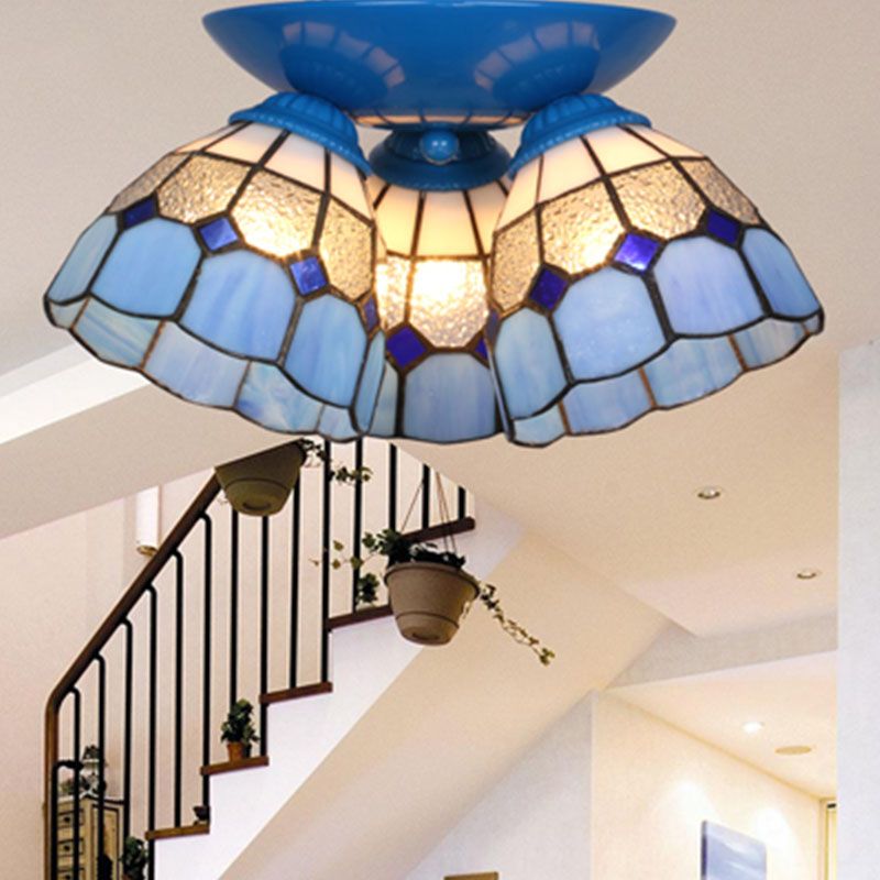 3 lichten geschulpte plafondlamp Tiffany gebrandschilderd glas spoelmontage Licht voor keuken