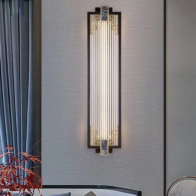 Modern Metal Wall Sconce Rectangle Shape Sconce Lights with Glass Shade for Living Room