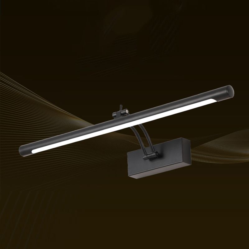 Metal Linear Wall Sconce Modern 1-Light Mirror Wall Mounted Light Fixture in Black Finish