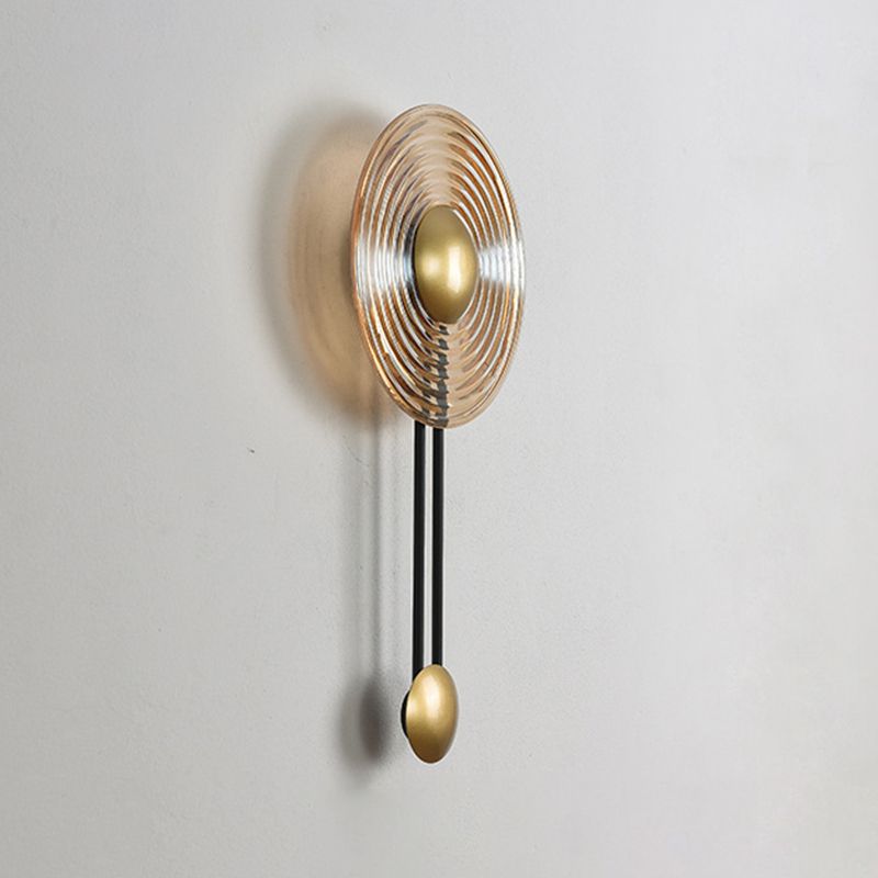 Pronzo della parete a led in oro in vetro in stile artistico moderno lampada a parete circolare in ferro laccata per camera da letto