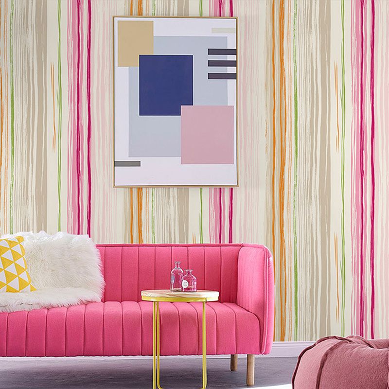 Non-Pasted Wallpaper with Pastel Color Stripe of Wash Painting Style, 20.5-inch x 33-foot