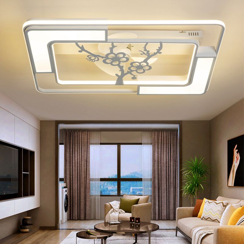 Weiße geometrische Deckenlüftungslampe moderne Acryl -LED -Halbblütenmontage Licht für Wohnzimmer