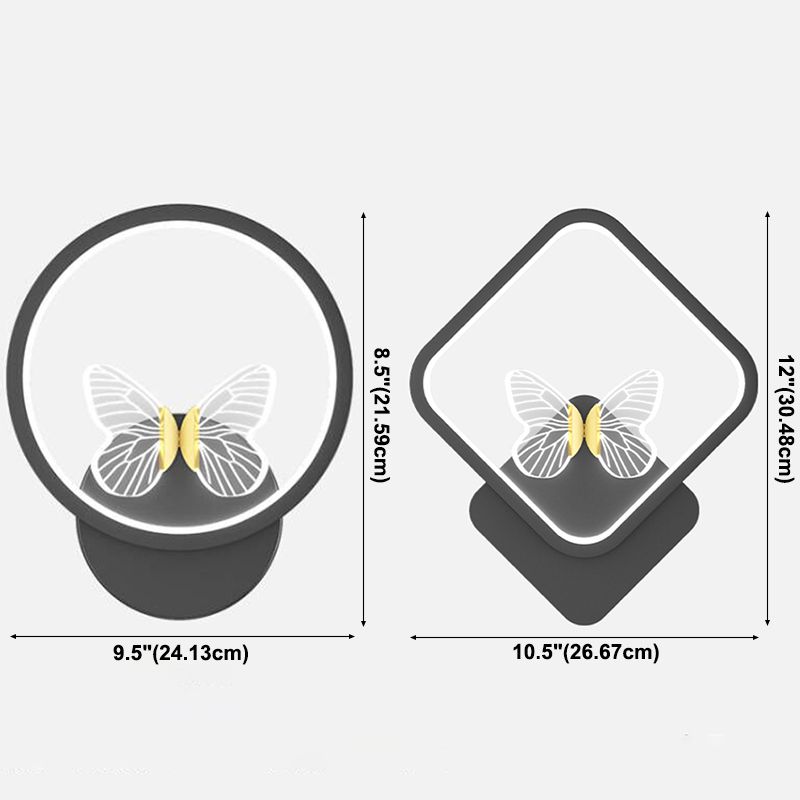 Accesorio de iluminación de pared acrílico mariposa LED minimalista Splecha de pared geométrica negra