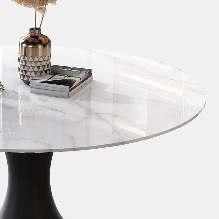 Modern Foldable Sintered Stone Dining Room Set with Black Base Dining Furniture for Home Use