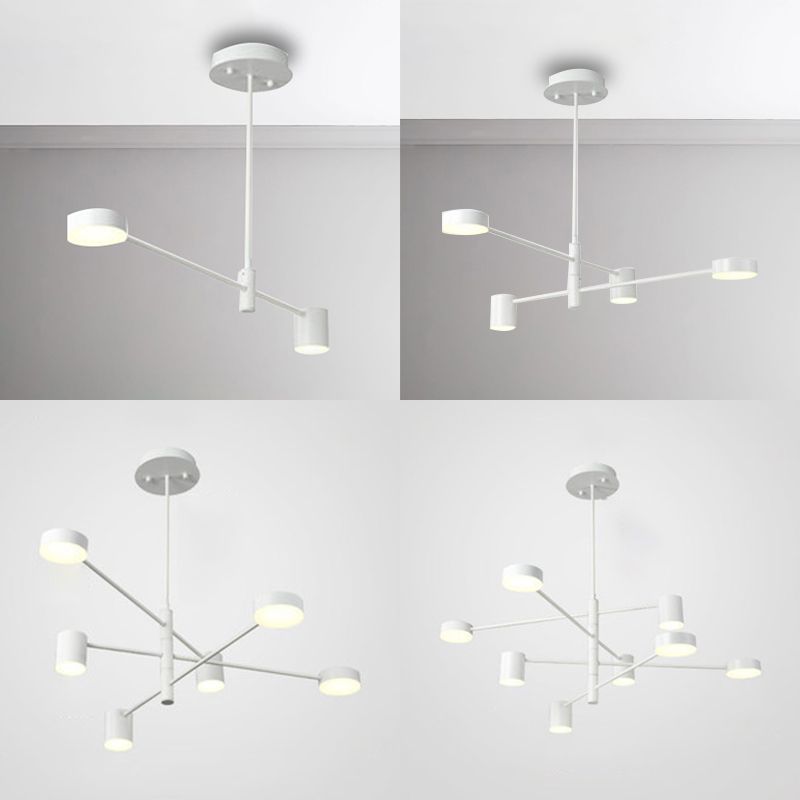 Lumo il lampadario asimmetrico multilivello in metallo semplice in stile semplice 2/4/6/8 teste in bianco/nero la luce a sospensione in bianco/bianco in calda/bianca/terza marcia